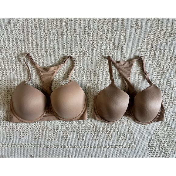 Victoria Secret T-Shirt Bra 32DD Set of Two Racer Back Front Closure - Picture 1 of 10